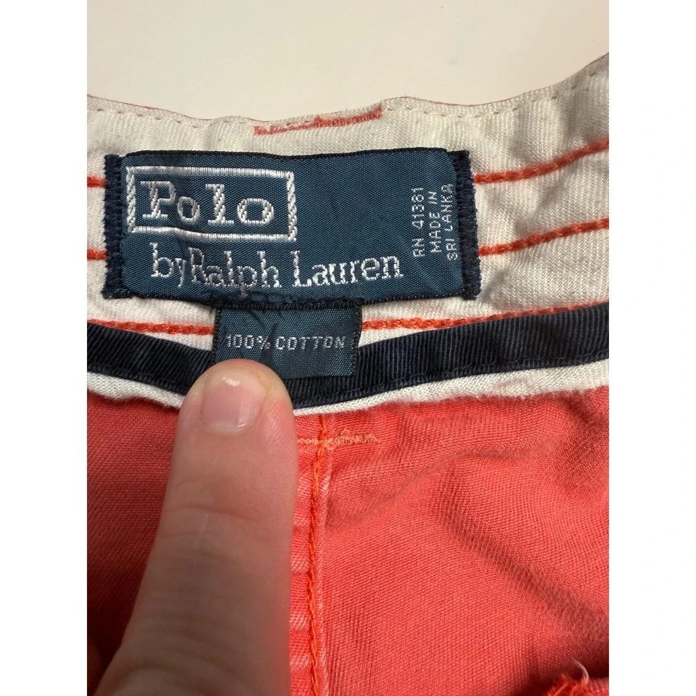 Polo Ralph Lauren Mens Classic Cargo Shorts Salmon Red Cotton Chino Size 44